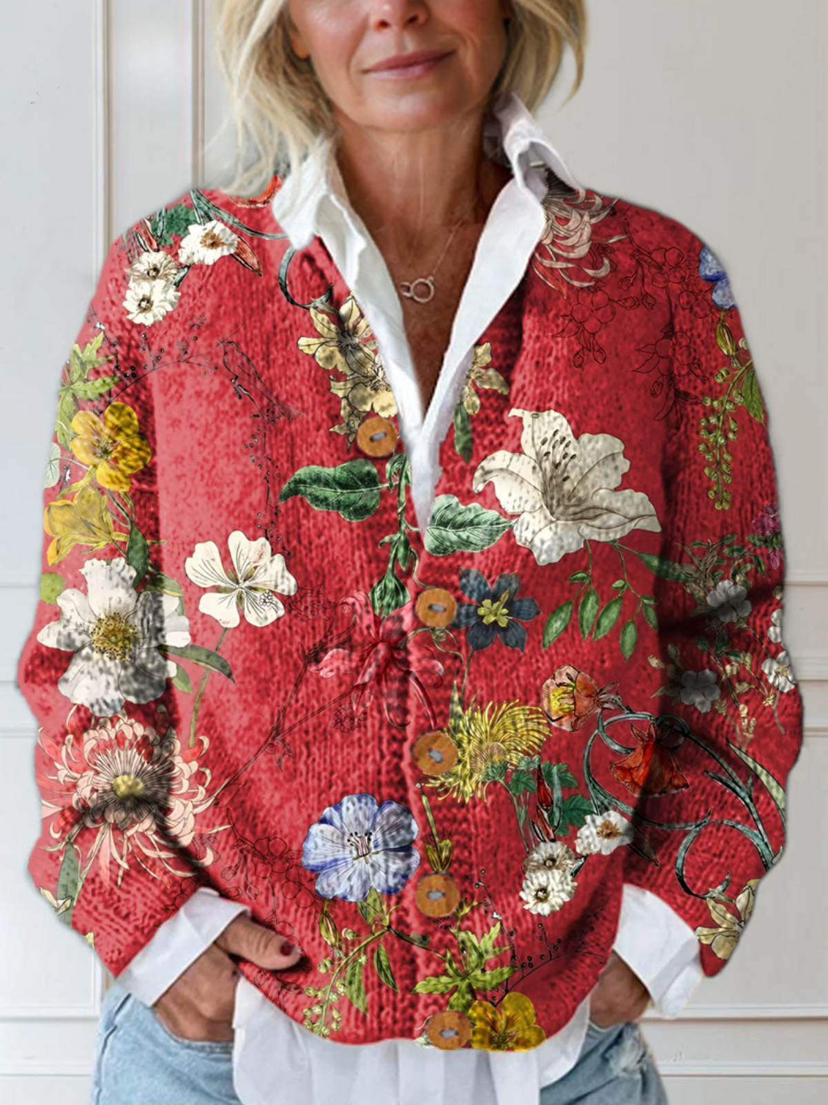 SYDNEY | VINTAGE FLORAL ART PRINT BUTTONED CARDIGAN