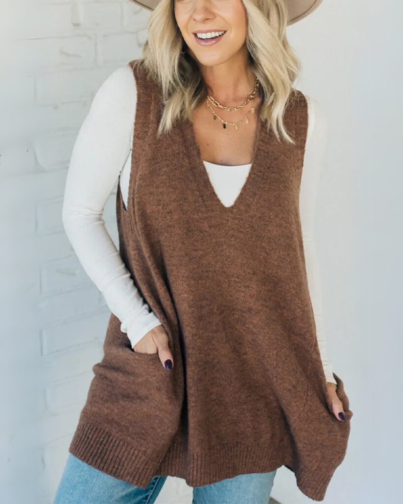 AROLA | ELEGANT COZY RELAXED-FIT KNIT VEST