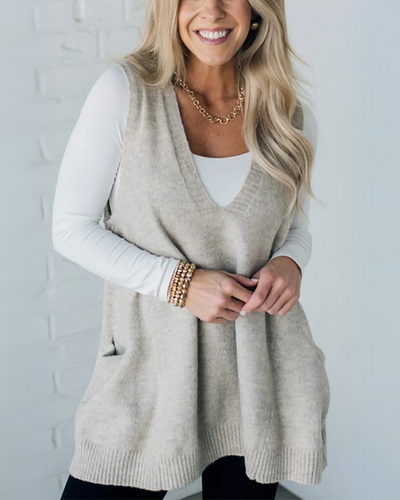 AROLA | ELEGANT COZY RELAXED-FIT KNIT VEST
