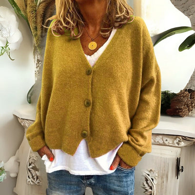 MIYA | CROPPED V-NECK CARDIGAN WITH ELEGANT TUMMY COVERAGE