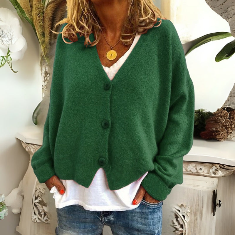 MIYA | CROPPED V-NECK CARDIGAN WITH ELEGANT TUMMY COVERAGE