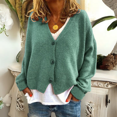 MIYA | CROPPED V-NECK CARDIGAN WITH ELEGANT TUMMY COVERAGE