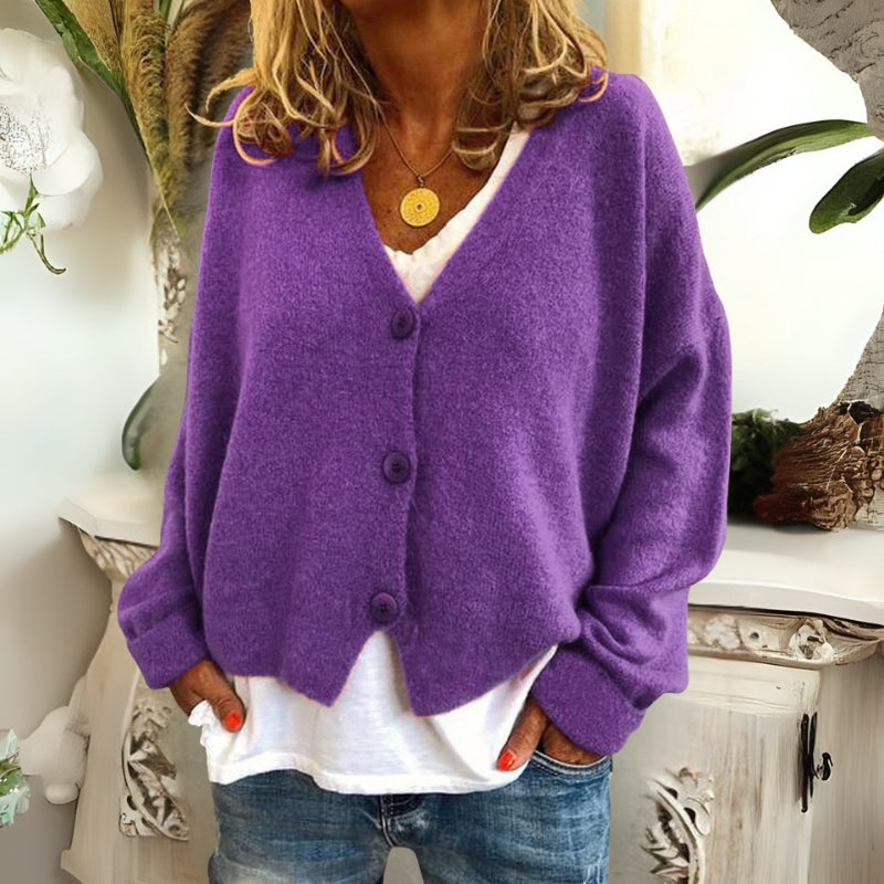 MIYA | CROPPED V-NECK CARDIGAN WITH ELEGANT TUMMY COVERAGE