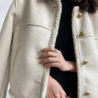 SALLY | ELEGANT STYLISH SHEARLING BUTTON JACKET