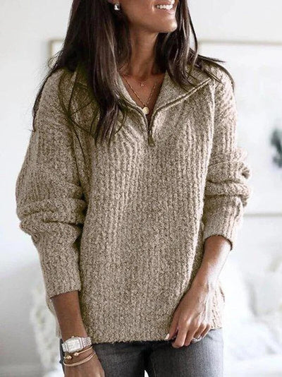 DINA | ELEGANT HALF-ZIP KNIT PULLOVER
