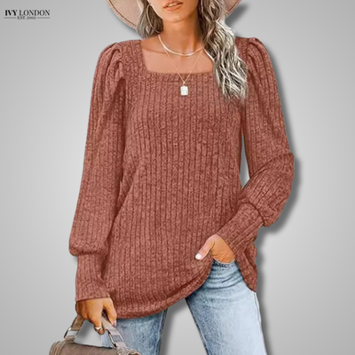 MARLENE | ELEGANT RIBBED KNIT TOP WITH TUMMY COVERAGE