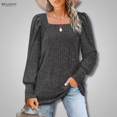 MARLENE | ELEGANT RIBBED KNIT TOP WITH TUMMY COVERAGE