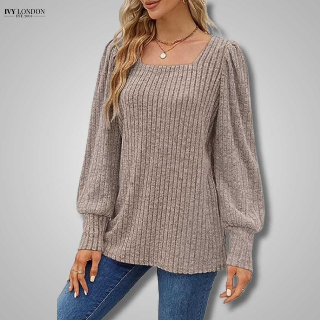 MARLENE | ELEGANT RIBBED KNIT TOP WITH TUMMY COVERAGE