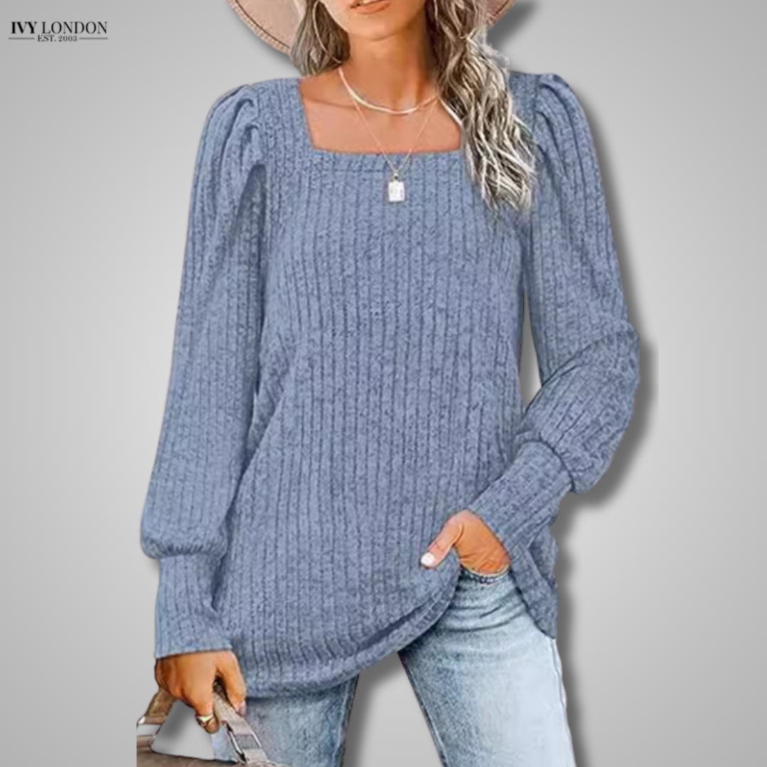 MARLENE | ELEGANT RIBBED KNIT TOP WITH TUMMY COVERAGE