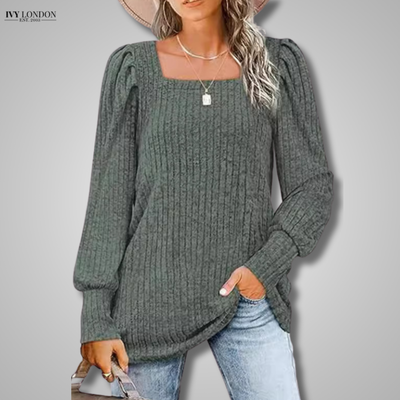 MARLENE | ELEGANT RIBBED KNIT TOP WITH TUMMY COVERAGE