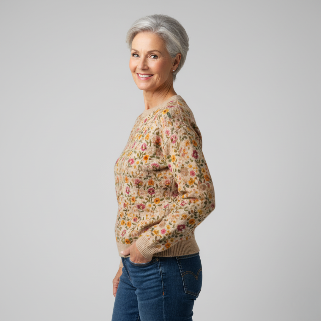 TINA | ELEGANT FLORAL KNIT SWEATER