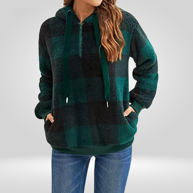 BRITT | CHECKERED HOODIE WITH MODERN TUMMY COVERAGE