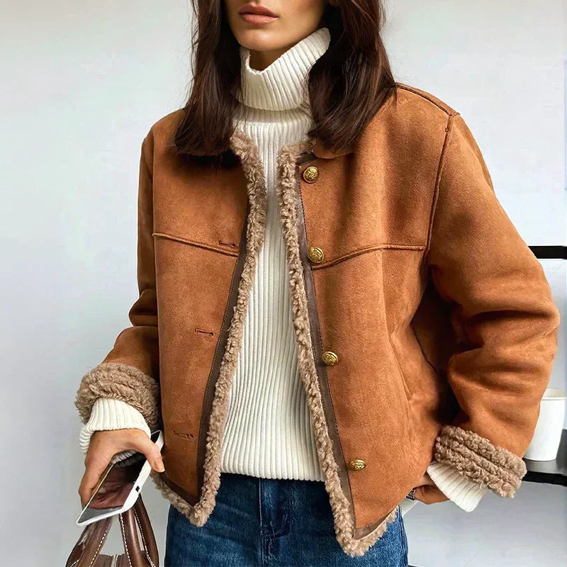 SALLY | ELEGANT STYLISH SHEARLING BUTTON JACKET